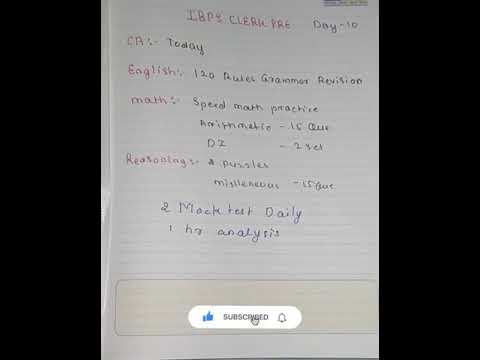 ibps clerk pre to-do list | day-10 | daily target 🎯 |today's tasks 📚 | banking | बैंकिंग | #shorts