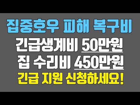 [긴급]집중호우 피해 지역 긴급생계비 50만원 + 집 수리비 450만원 신청하세요