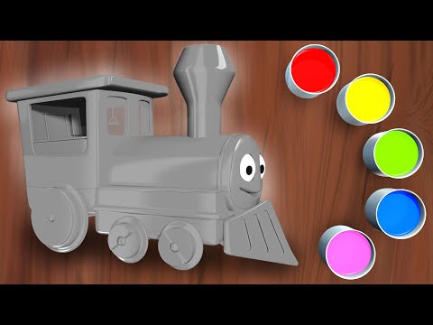 Paint the Train! Learn Colors with Finger Family Song for Kids | Panda Bo