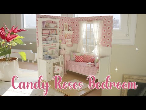 CANDY ROSES BEDROOM 1/6 scale handmade miniature dollhouse by Nerea Pozo (cake shop patisserie)