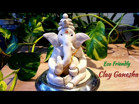 Eco friendly ganesha | Ganesh idol making process at home using clay  | easy clay ganapati