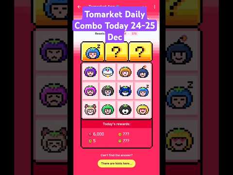 Tomarket Daily Combo Today 24 December | Tomarket Today Combo | Tomarket Combo Today |Tomarket