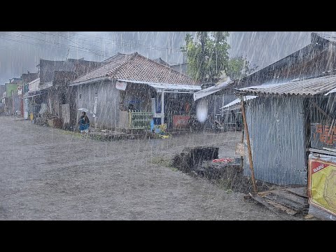 Heavy rain in my village Indonesia | very cold | fall asleep to the relaxing sound of heavy rain