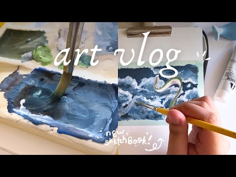 🫧 art vlog | studio ghibli scene, new sketchbook from etchr lab, cleaning my art supplies