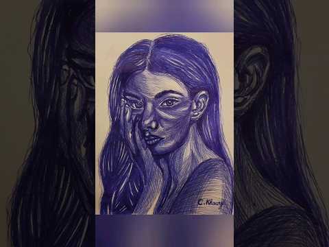 blue pen side portrait 💙  #art #portrait #beautiful #blue #artist #artwork #talent #women #beauty