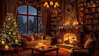 Warm Christmas Ambience with Jazz Relaxing Music 🎁 Soft Jazz & Crackling Fireplace for Relaxation