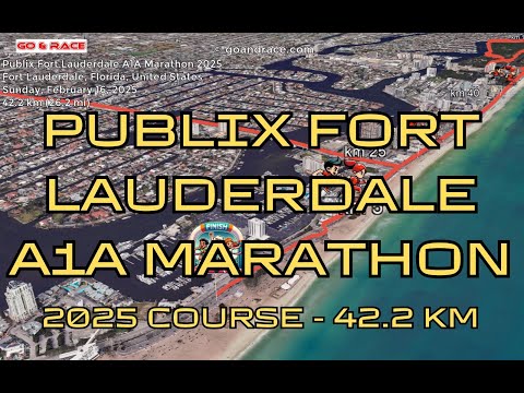 Publix Fort Lauderdale A1A Marathon 2025: fly over the marathon course! Video of the race path.