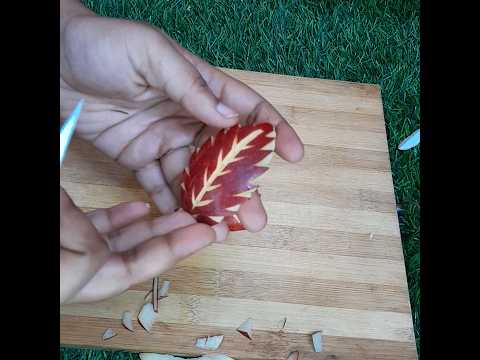 #Apple Leaf making #art #fruitcarving