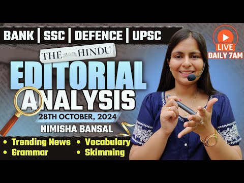 Editorial Analysis | 28th October, 2024 | Vocab, Grammar, Reading, Skimming | Nimisha Bansal