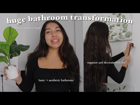 decorate and organize my new bathroom with me!! | bathroom decor/organization haul & transformation!