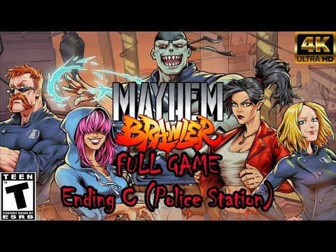 Mayhem Brawler - Full Playthrough (1P Story Mode, All Officer Characters) Ending C (Police Station)