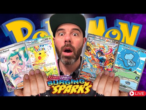 🔴 Pokemon Surging Sparks: How many Can we PULL? STORE OPENINGS + GIVEAWAYS LIVE! Watch and Win Now!