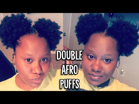 DOUBLE AFRO PUFFS ON NATURAL HAIR!!