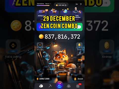 Zen coin daily combo cards 29 December | 29 December Zen coin Combo cards | Zen coin today's combo