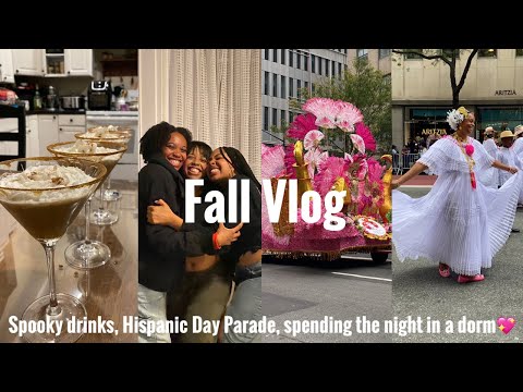 Fall Vlog| spooky drinks, Hispanic Day Parade, spending the night in a dorm🧡