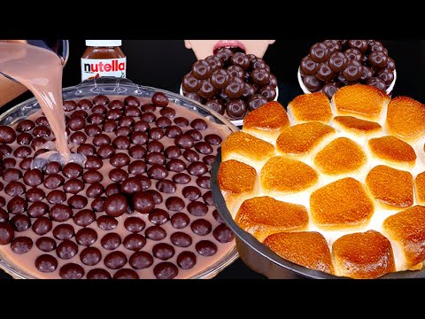 ASMR S'MORES DIP KITKAT CHOCOLATE ICE CREAM MALTESERS NUTELLA DESSERT MUKBANG 먹방 咀嚼音 EATING SOUNDS