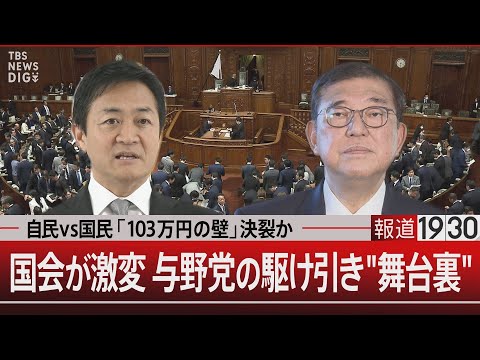 自民vs国民「103万円の壁」決裂か　国会が激変 与野党の駆け引き"舞台裏"【12月19日(木)#報道1930】| TBS NEWS DIG