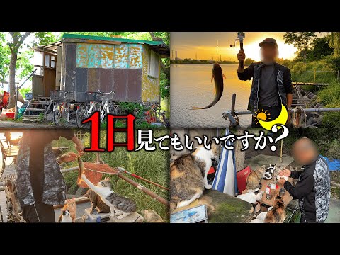 【1日密着】台風で流れてきた小屋に住むホームレスと猫30匹の1日密着。