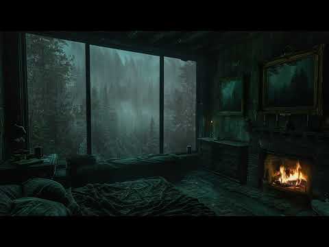 Fall Asleep with Cozy Rain and Fireplace Sounds | Perfect Night In Forest Room Ambience