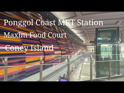 Punggol Coast MRT Station. Mall & Digital District. New HDB estate, Maxim Kopitiam. Coney Island.