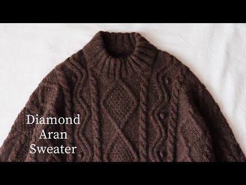 5, Sleeves (袖)  —Diamond aran sweater—