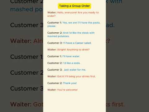 English conversation in Restaurant - Taking a Group Order. #shorts