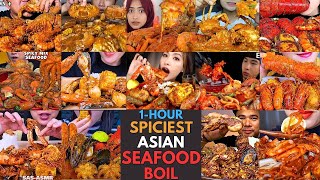 🦐🔥🦀Bold, Spicy, Delicious: 1-HOUR Asian Seafood Boil Platter | MUKBANG COMPILATION🌶️🦞✨