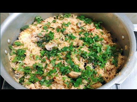 mushroom pulao preparation.!mushroom vegetable pulao/Mushroom rice