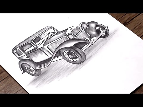 How to Draw a Classic Car Step by Step | Vintage Car Sketch | Pencil Drawing