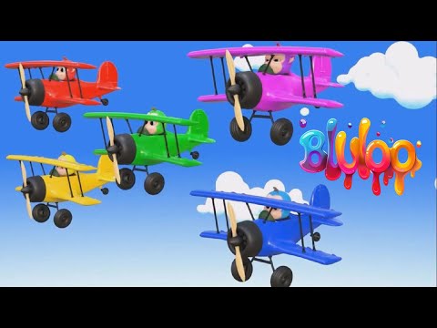 Five Little Monkeys | Colorful Airplane Song | BluLoo Nursery Rhymes & Kids Songs