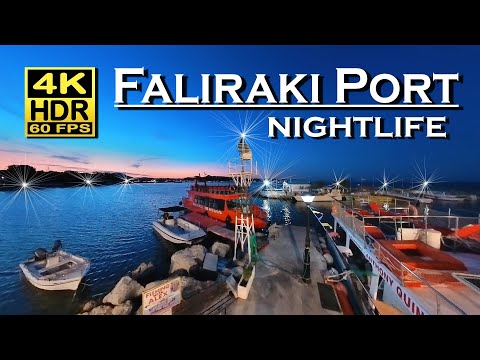 Faliraki Rhodes Nightlife, Port, Bars, Restaurants in 4K 60fps HDR 💖 The best places 👀 Walking tour