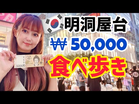 【韓国旅行】明洞屋台５万ウォン食べるまで終われまてん！