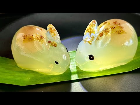 【小兔莲蓉月饼】非常适合送给你心爱家人和朋友Cute Rabbit Jelly Mooncake | Agar-agar Recipes