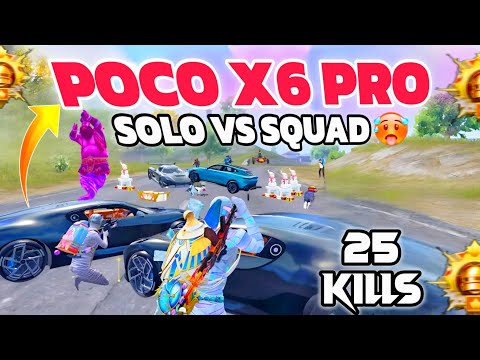 Poco x6 pro🔥 Solo vs squad 🥵rush gameplay 25 kills🔥