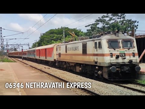 Train Number 16346 Nethravathi Express Arriving in Kayamkulam Railway Stations