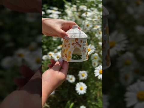 Underglazing cosmos flowers on a porcelain house #shorts #underglaze #porcelain #cosmosflower