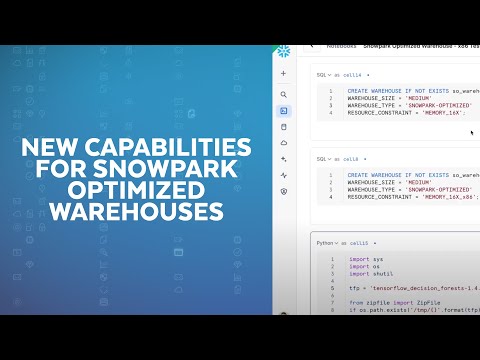 Running Native Code And ML Training On Snowpark Optimized Warehouses