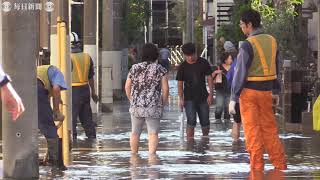 台風19号：関東縦断、記録的大雨で冠水した住宅街　川崎市中原区