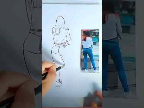 Sketch of sexy young woman from behind #art #colorpage #coloring