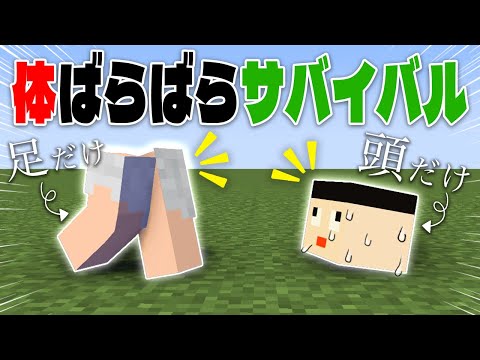 頭と足と手だけになってサバイバルしてみた！❷【マイクラ/カラダばらばらサバイバル】