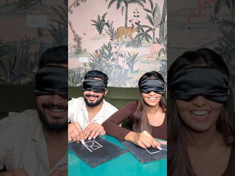 Drawing BLINDFOLDED Challenge🎨 #couple #shorts #challenge