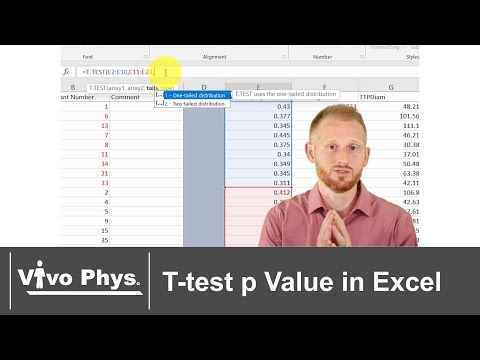 T test p Value in Excel