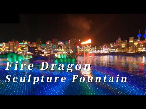 Dragon Sculpture Multimedia Music Fountain with Fire Jet Fountain