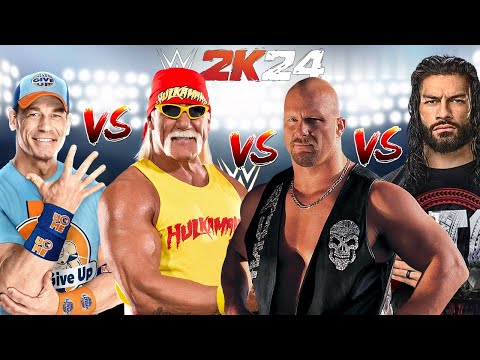 WWE 2K24 ROMAN REIGNS VS. JOHN CENA VS. HULK HOGAN VS. STONE COLD STEVE AUSTIN ELIMINATION MATCH!