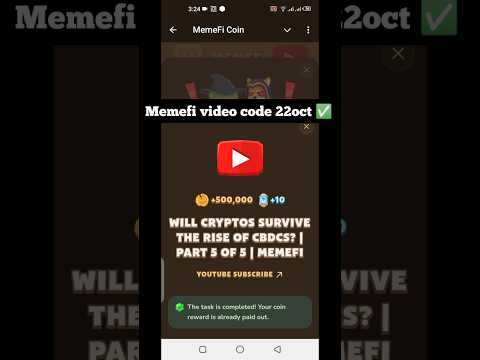 Memefi YouTube video code 22oct #airdrop #crypto #memefi