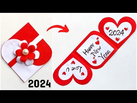 Happy New year greeting card very easy handmade / DIY New year card 2024 / New Year card making