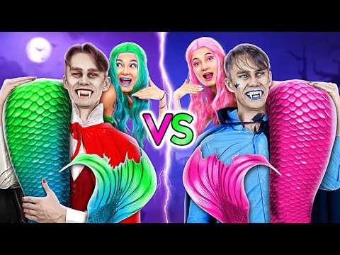 Vampire vs Mermaid One Color Challenge! Funny Relatable Situations