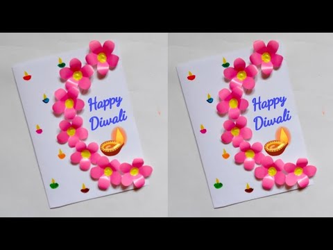 🥰 happy diwali 🪔 how to make diwali greeting card idea 2022/white paper card idea/easy diwali card