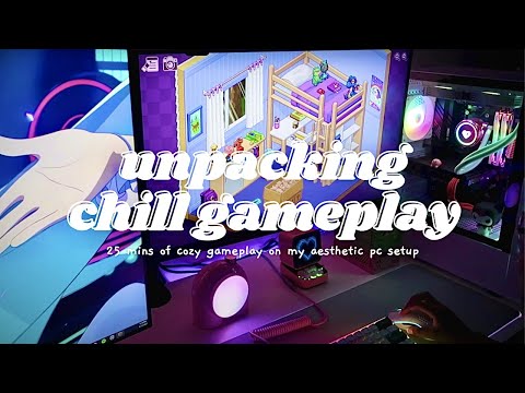 📦 play unpacking with me | 25 mins of cozy gameplay on my aesthetic pc setup [ asmr ] ✧