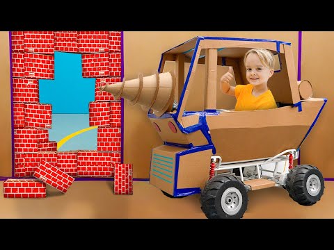 Chris and Mom Giant Box Fort Maze Challenge